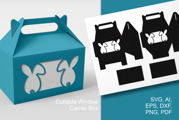 2 Bunnies Wide Window Gable Favor Box