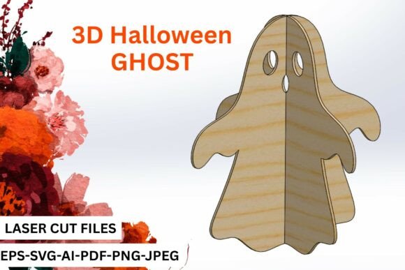 3D Halloween Ghost SVG for Creative Marketing