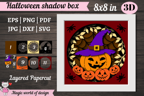 3D Halloween Pumpkin Shadow Box Template