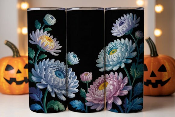 3D Layered Blue Floral 20oz Tumbler Graphics
