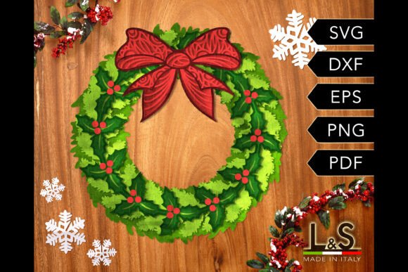 3D Layered Christmas Wreath for Laser Cutting and Wall Decor