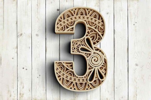3D Layered Floral Numbers SVG DXF for Graphics and Crafts