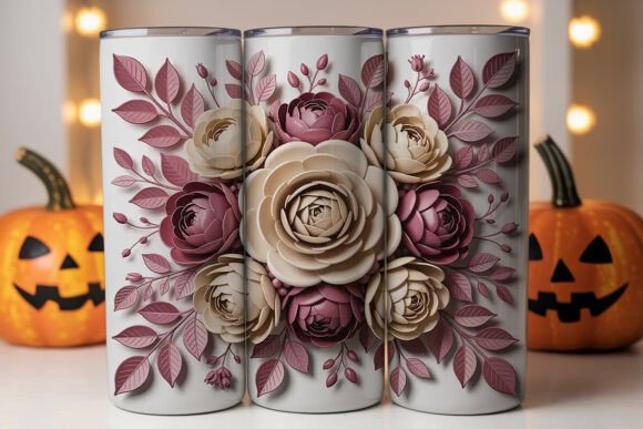 3D Layered Flowers 20oz Tumbler Wrap
