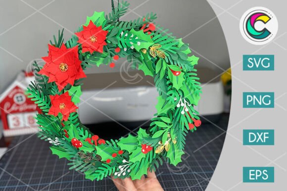 3D SVG Christmas Wreath with Poinsettia Review