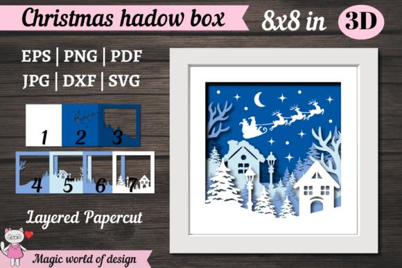 3D SVG Santa Christmas Shadow Box