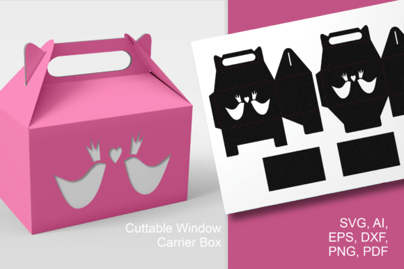 Birds in Love Gable Box Template SVG