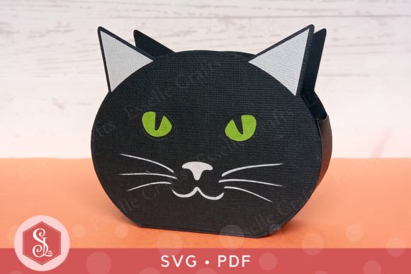 Black Cat Favour Box SVG PDF Templates