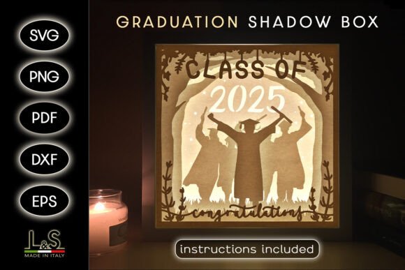 Boy Graduate Shadow Box Template: 3D SVG for Shadow Boxes