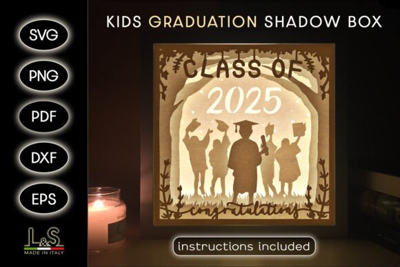 Boy Kid Graduation Shadow Box Svg: 3D SVG for Shadow Boxes