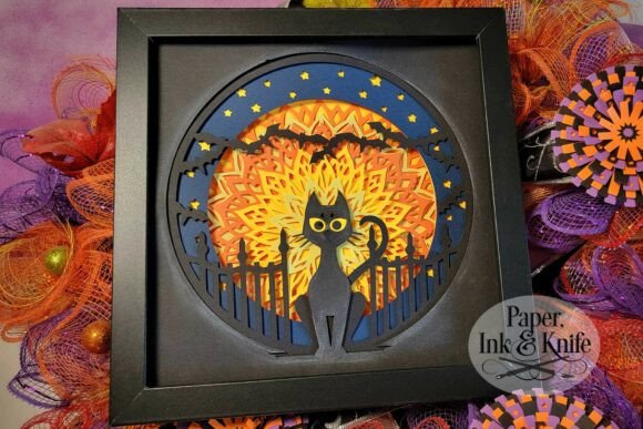 Cat and Mandala Moon 3D SVG