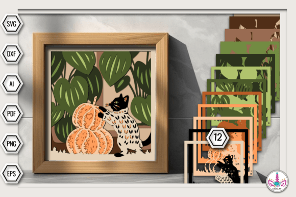 Cat with Pumpkin 3D SVG for Fall Branding