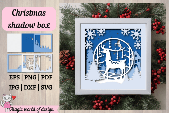 Christmas Deer Shadow Box SVG