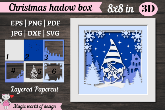 Christmas Gnome 3D SVG Shadow Box