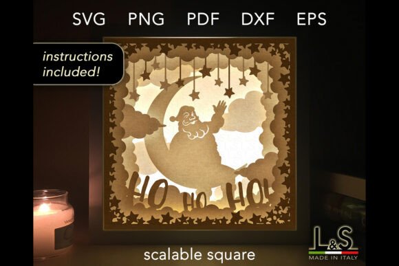 Christmas Santa Shadow Box Svg