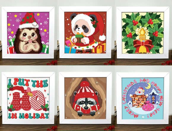 Cute Christmas Paper Cut Bundle 3D SVG