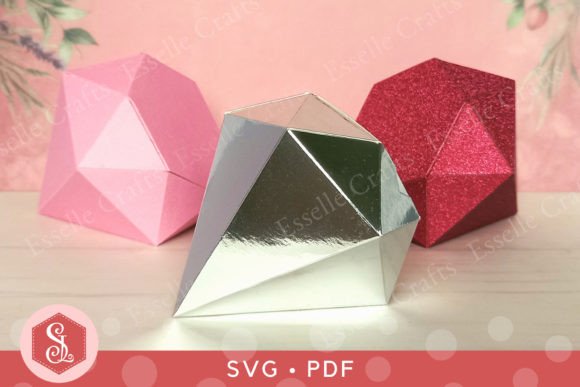 Diamond Favour Box SVG PDF Templates