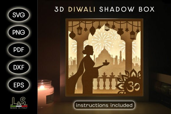 Diwali Light Shadow Box Svg File