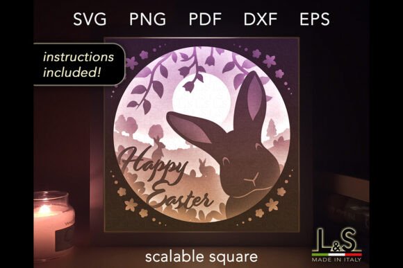 Easter Bunny Shadow Box Svg Template