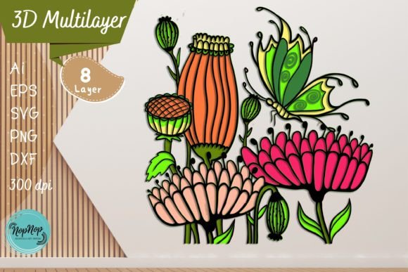 Flowers Multilayer 3D SVG for Handmade Creations