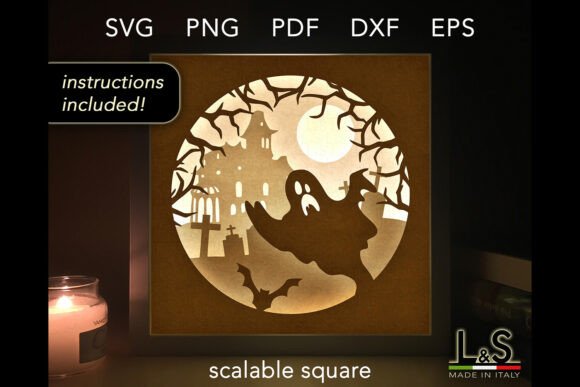 Halloween Ghost Shadow Box Svg