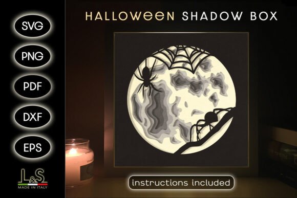 Halloween Spiders Shadow Box Svg