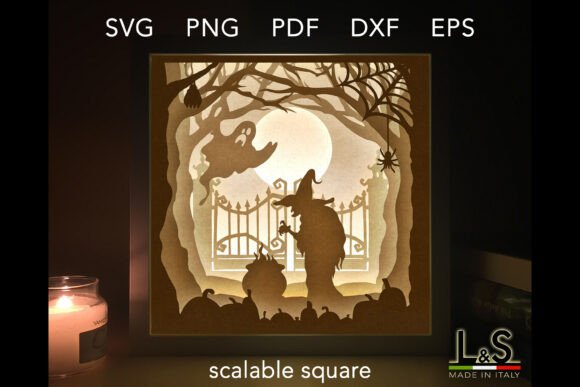 Halloween Witch Shadow Box Svg