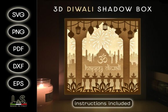 Happy Diwali Shadow Box Svg Template