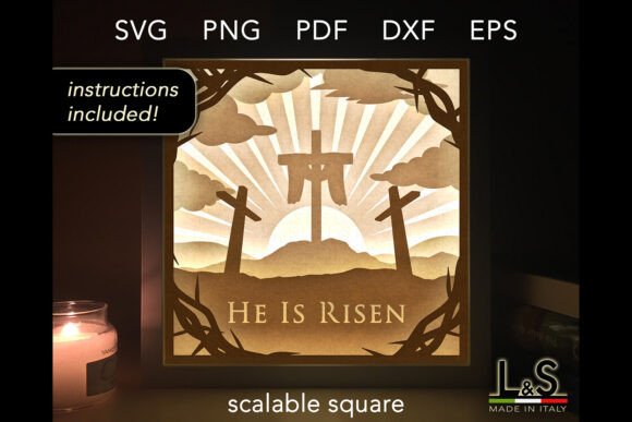 He is Risen Easter Shadow Box Svg Files