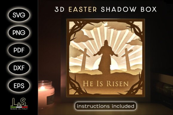 He is Risen Jesus Easter Shadowbox Svg 3D SVG