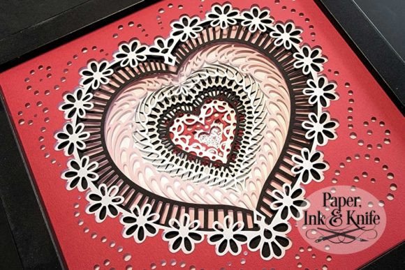 Heart and Daisies 3D Shadowbox Template
