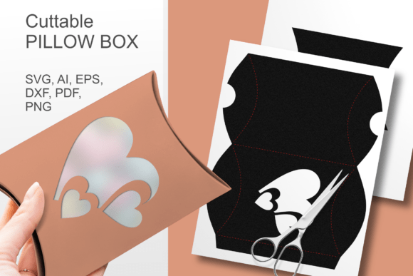 Heart N Hearts 1 Pillow Box Template SVG
