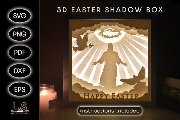 Jesus Easter Shadow Box Template: 3D SVG for Sellers