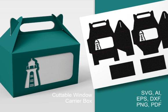 Lighthouse 2 Gable Favor Box Template