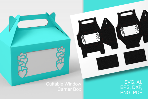 Lots of Hearts Window Gable Box Template 3D SVG Gift Boxes