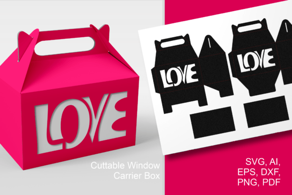 LOVE Wide Window Gable Box: 3D SVG Gift Boxes