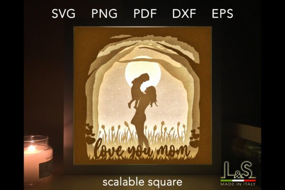 Mom and Daughter Shadow Box Svg 3D SVG Freebies