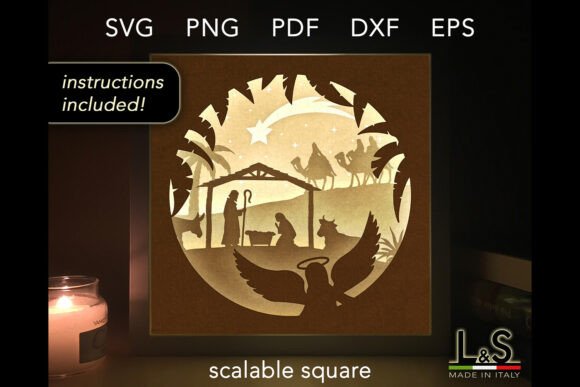 Nativity Shadowbox Svg for Christmas