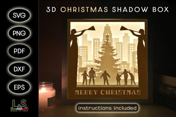 Rockefeller Center Christmas Shadow Box 3D SVG