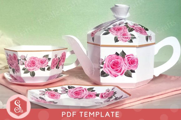 Rose Tea Party Set 3D SVG