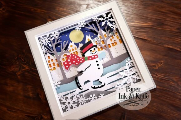 Snowman Skating 3D SVG for Christmas Branding