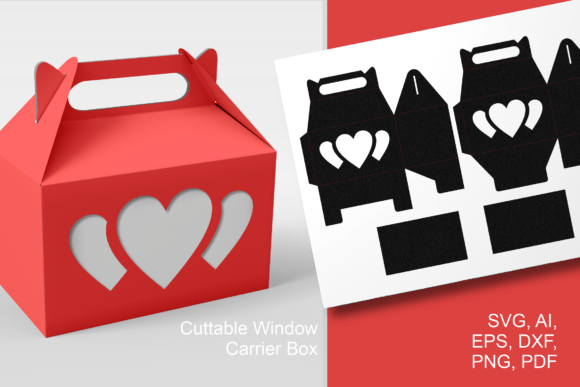 Stacked Hearts Gable Favor Box Template 3D SVG Freebies