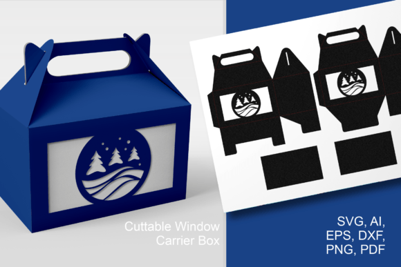 Starry Winter Scene Gable Box Template 3D SVG
