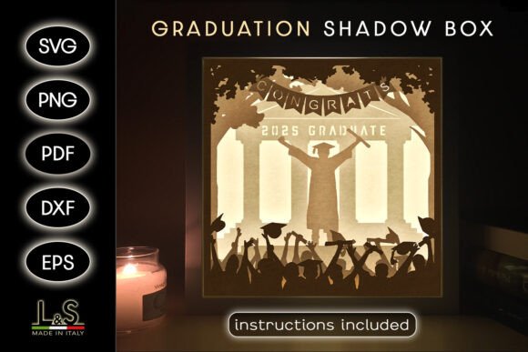 University Boy Graduation Shadow Box Svg: 3D SVG for Shadow Boxes